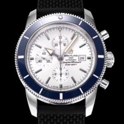 Perfect Replica Swiss Grade Breitling Superocean Chronograph Heritage Blue Bezel White Dial 45mm Watch